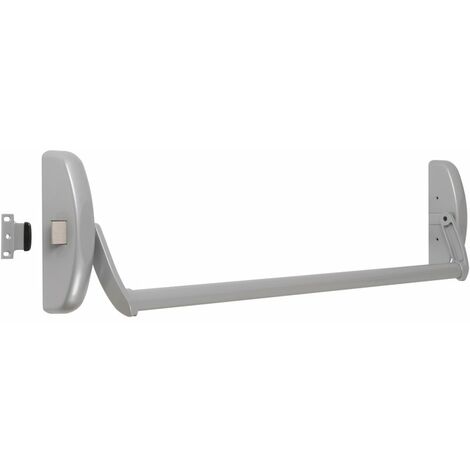 Serrure anti-panique barre 1 point – Réversible pour portes à 1 ou 2 vantaux – Argent – Sécurité renforcée en cas d'urgence