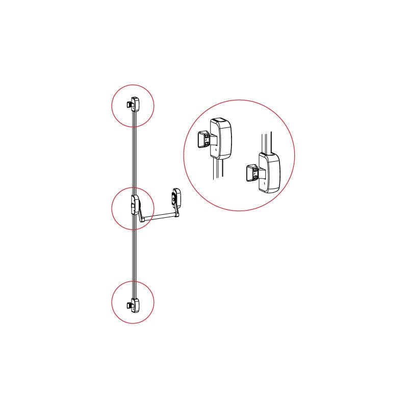Serrure anti-panique cross-bar 2/3 points latéraux - Finition : Noir RAL9005 - antipanic