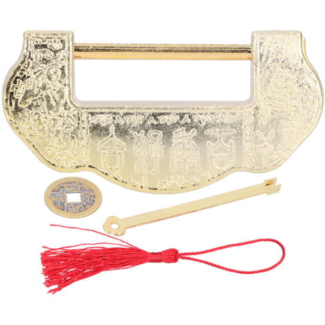 Serrure Antique Chinoise Sculptée Style Ming Qing pour Coffret Bijoux - Laiton