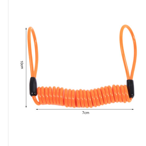 Serrure antivol disque moto avec câble rappel ressort orange - Sécurité renforcée