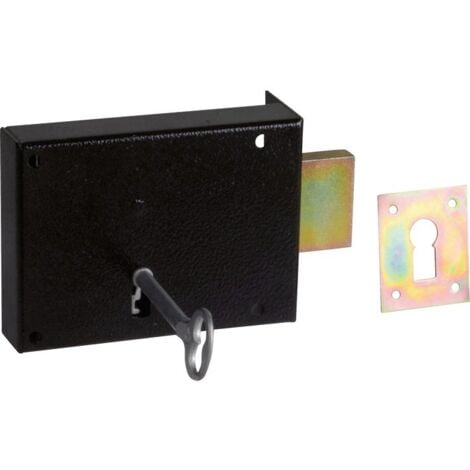 AUTRES Serrure en applique noire droite pêne dormant seul - Clé L - Axe à 42 mm - Série 461 - DOM