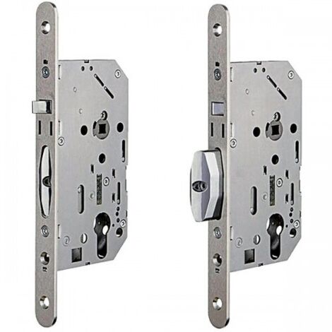 Serrure automatique d'urgence à larder 1 point D469 inox avec gâche réduite clé I axe 50 mm - VACHETTE