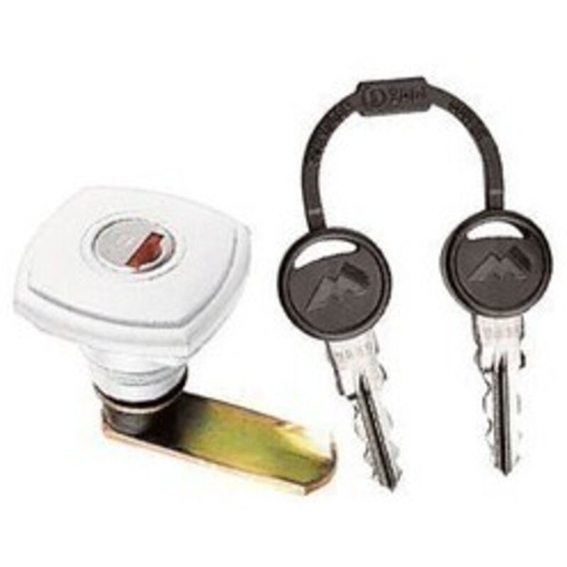 Serrure blanche pour portillon / coffre pour caravane et camping-car