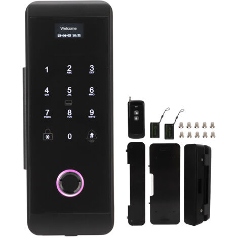 Serrure Connectée Intelligente pour Porte Vitrée - Déverrouillage par Empreinte Digitale, Code, Télécommande et Application Tuya - Installation Facile
