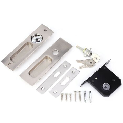 Serrure coulissante pour cabinet/salle de bain - Zinc anti-corrosion - Ensemble complet avec 3 clés pour porte 3.5-4.5cm