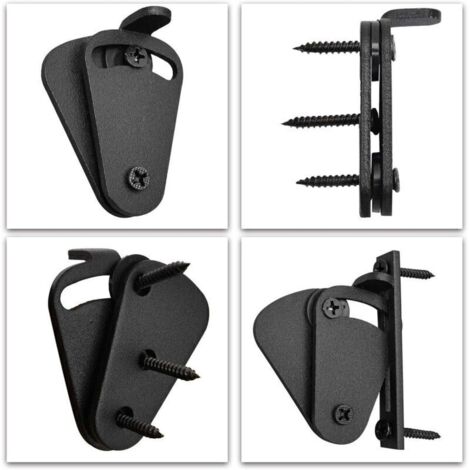 Serrure coulissante pour porte de grange – Lot de 2 loquets de sécurité en acier noir, pour garage ou mobilier extérieur