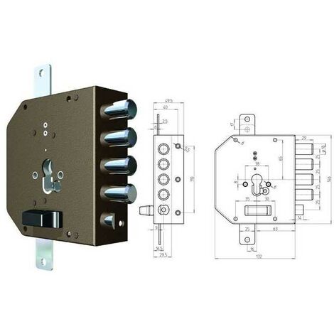 Serrure Cr à appliquer 2250G-51Mc avec verrouillage à gauche, mm. 60