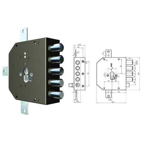 Serrure Cr à appliquer 2300G-51Mc S/Scrocco Gauche Mm. 60