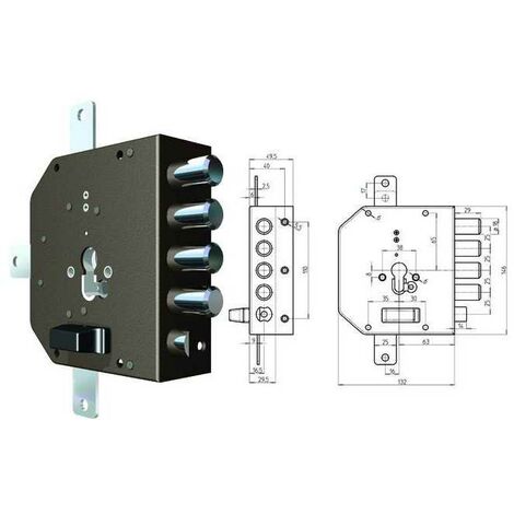 Serrure Cr à appliquer 2350G-51Mc avec verrouillage à gauche, mm. 60