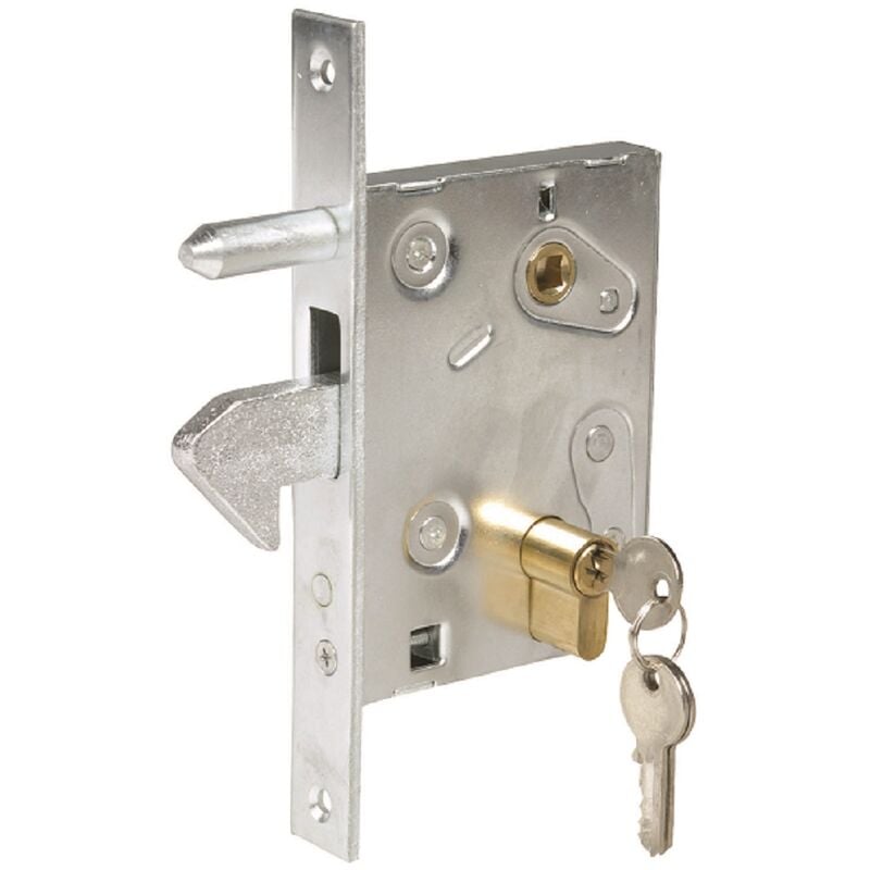 Serrure à crochet à encastrer avec goupille pour portails coulissants 60 mm A.447