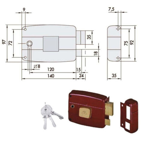 Serrure d'application en bois gauche 50181-60-2 Cisa