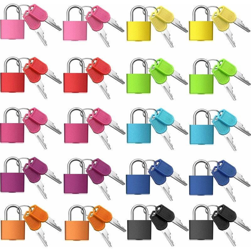 Serrure de bagage avec clé serrure de valise Mini clé en métal cadenas sac à dos boîte pour ordinateur portable sac école gym casier 23mm (couleur