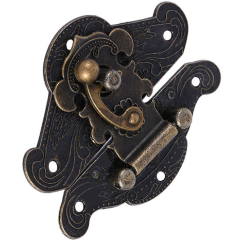 Serrure de coffre ancienne à loquet décoratif pour boîte à bijoux en bois