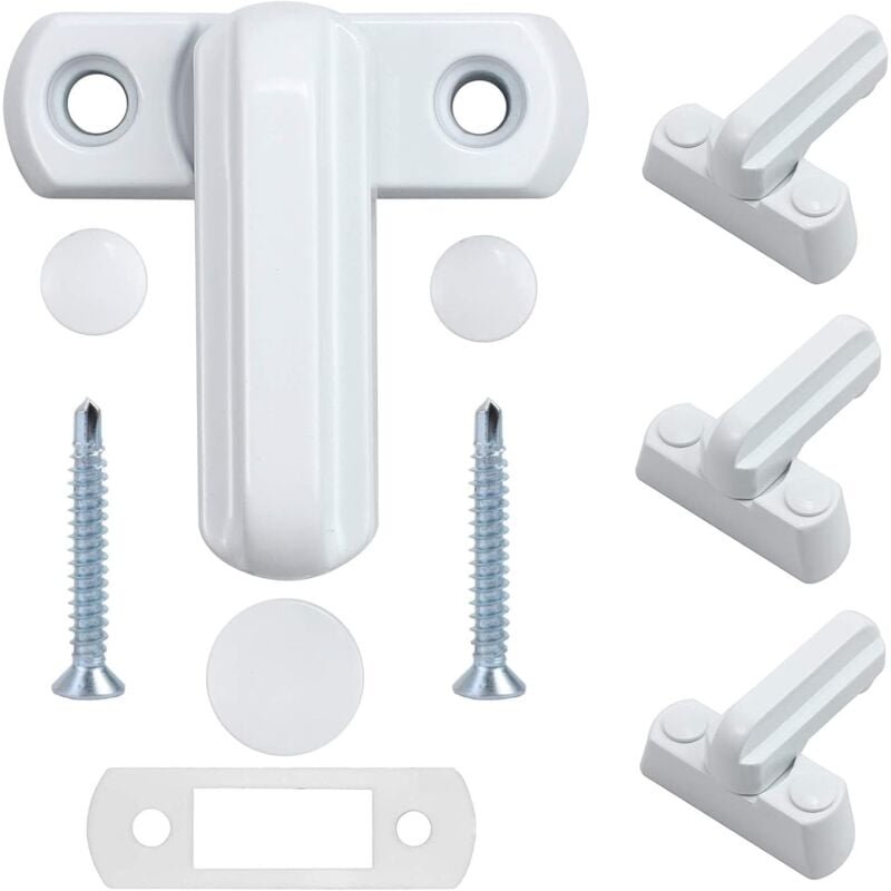 Ersandy - Serrure de Fenêtre-Alliage de Zinc-4PCS Blanc Verrou de Porte-Sécurité Domestique Pour Divers Porte Fenêtre- Sécurité de Maison la pvc