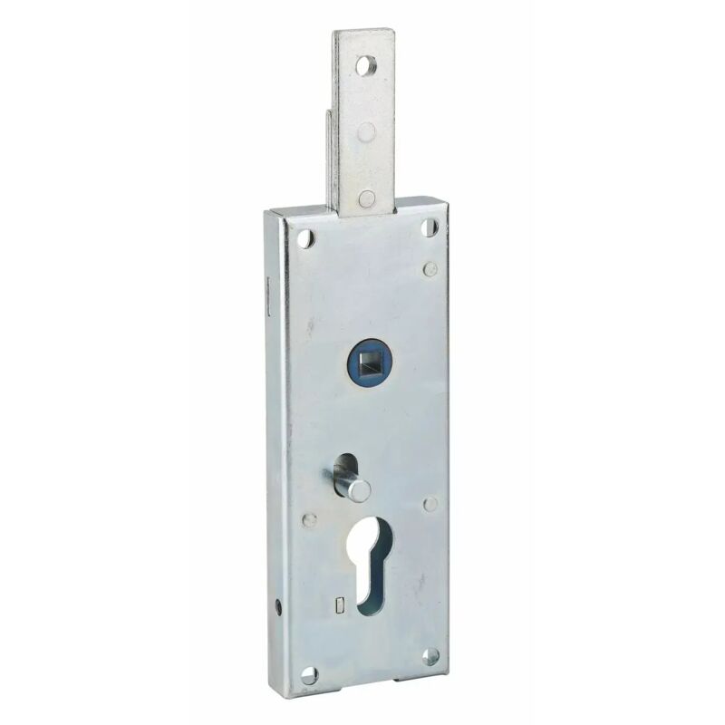 Boitier de serrure en applique à double entrée à fouillot pour garage basculante, 1pts haut, 60x160mm, carré 7mm, gris