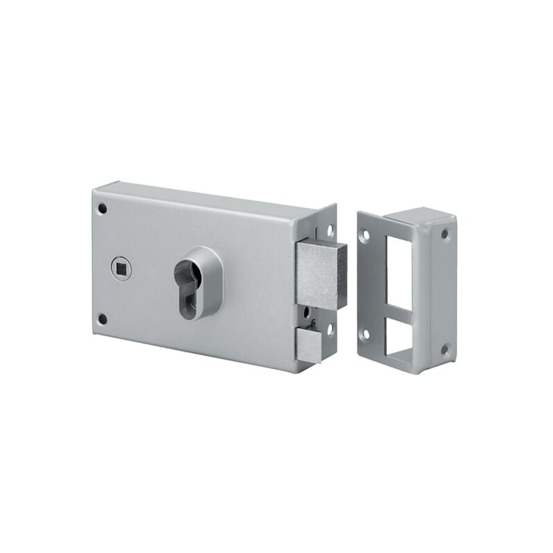 Serrure de grille applique, cylindre européen, à fouillot, horizontale, main droite - métalux