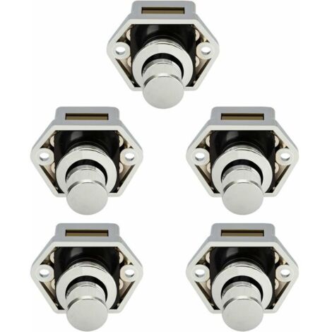 Serrure de meuble　5 PCS Mini Bouton Poussoir Tiroir Armoire Porte Verrouillage Caravane Camping-Car Bateau Chrome Bouton