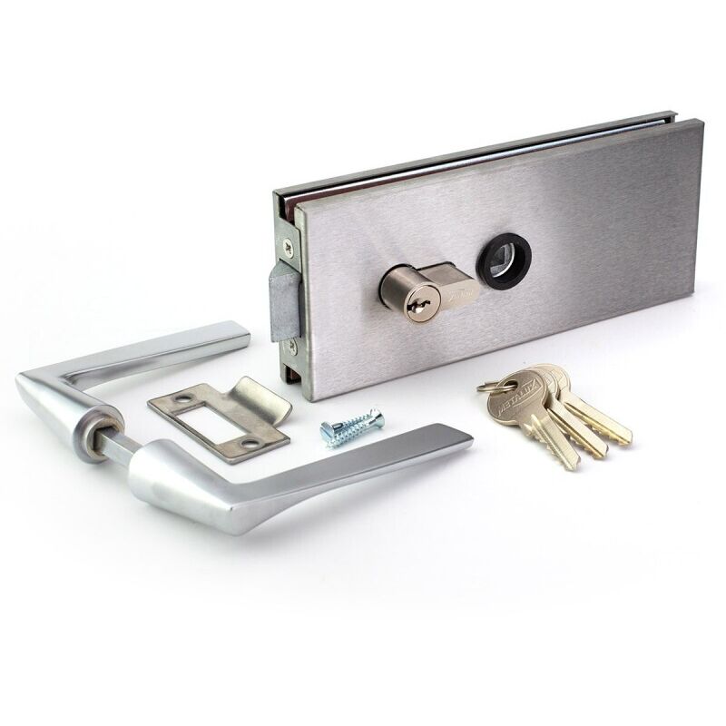METALUX Serrure de milieu fournie avec b&eacute;quille double r&eacute;f 9045 - Bross&eacute;