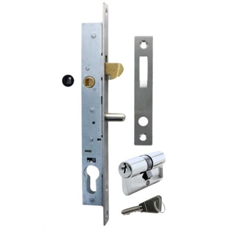 Serrure de portail à crochet à larder axe à 13,5 mm + cylindre 60 mm + gâche SECURY-T