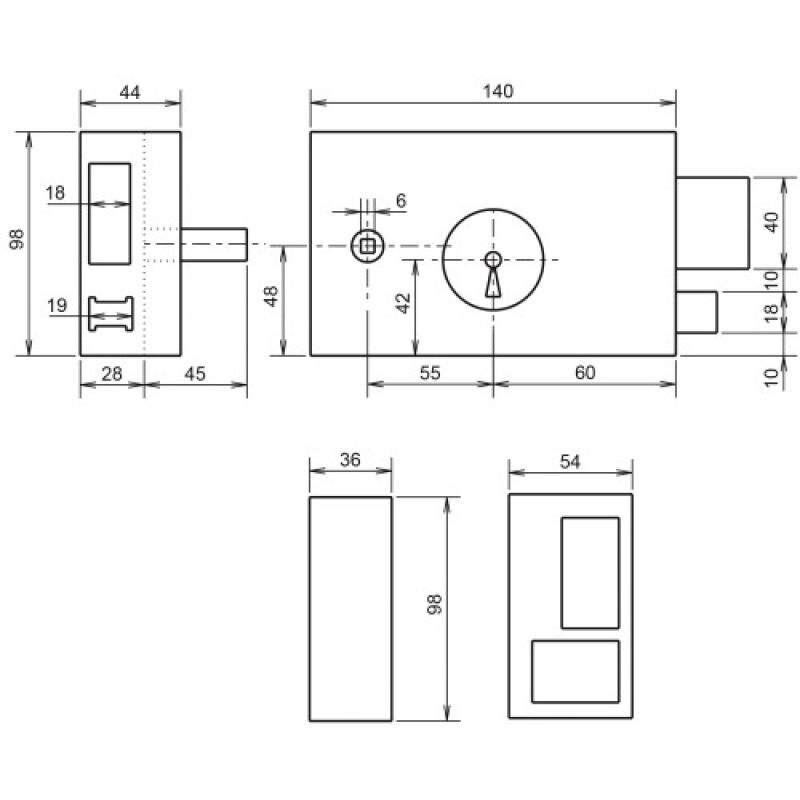 Serrure de portail en applique horizontale à fouillot à gorges 925 main droite - cylindre 80 mm - métalux
