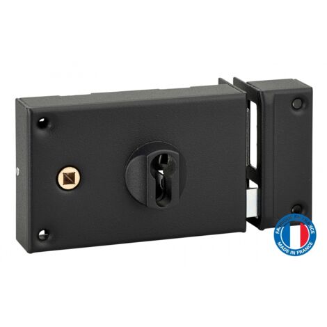 Serrure de portail et garage THIRARD – Boîtier acier cambré – Pêne demi-tour – Dimensions 140x88mm – Sens ouverture droite