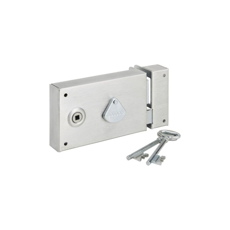 Serrure de portail horizontale 4 gorges Devismes Zingué blanc 140 mm Droite Horizontale x - Zingué blanc