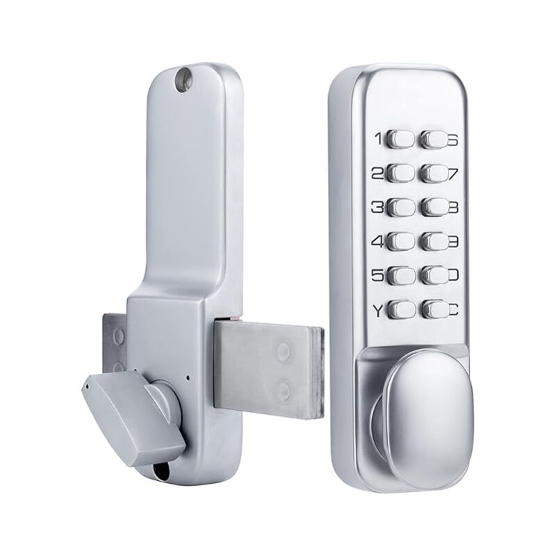 Serrure de porte 100 % mécanique en acier inoxydable avec pavés numériques, serrure de porte d'entrée sans clé, serrure à pêne dormant avec poignée,