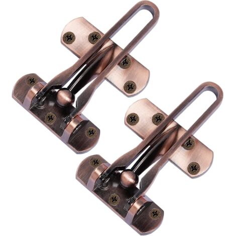 Serrure de porte à bascule, protection de porte durable pour portes avant et avant, parfaite pour la sécurité de la maison (patine rouge, paquet de 2)