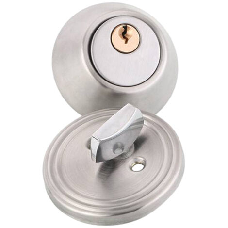 Serrure de Porte à Bouton avec Cylindre Cuivre  Système Sécurité Stainless Steel  Serrure 3 points  Adapté Portes 30-45mm  Paquet 3 Clés
