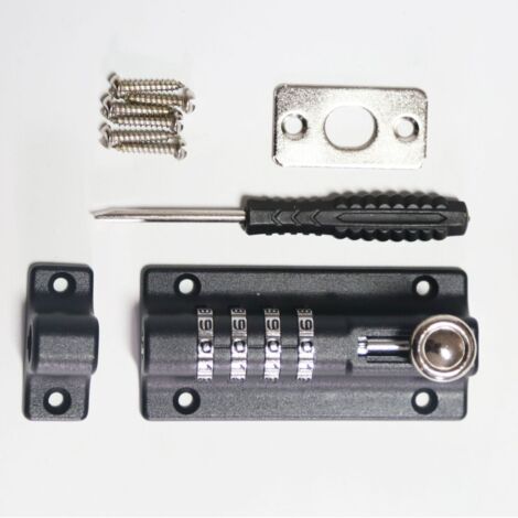 Serrure de porte à combinaison Serrure à combinaison à 4 chiffres, verrou de portail avec serrure à combinaison, verrou de serrure à combinaison de 120 mm, serrure de portail de sécurité avec vis anti