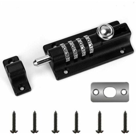 Serrure de porte codée XVX, serrure de portail à 4 roues reprogrammable, serrure à combinaison sans clé résistante à l'eau avec vis unidirectionnelles haute sécurité pour abri de jardin/
