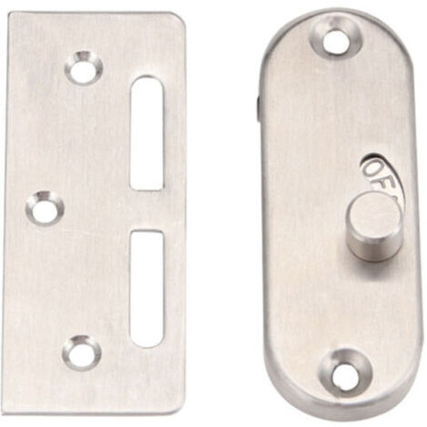 Serrure de porte coulissante à droit avec boucle de verrouillage de porte coulissante et verrou de porte de grange (1 paquet d'argent)