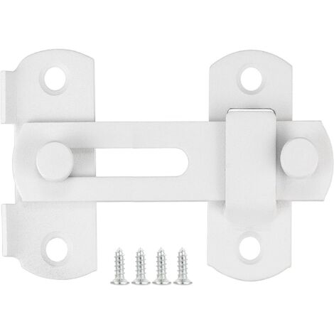 Serrure de porte coulissante à pêne dormant avec vis pour portes, fenêtres, placards et jardins, acier inoxydable, blanc
