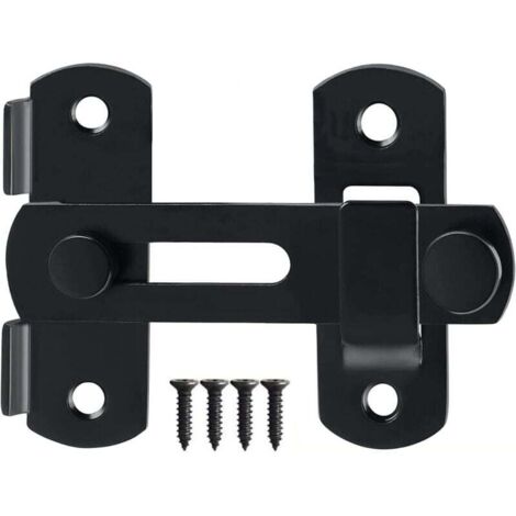 Serrure de porte coulissante à pêne dormant avec vis pour portes, fenêtres, placards et jardins, acier inoxydable, noir mat