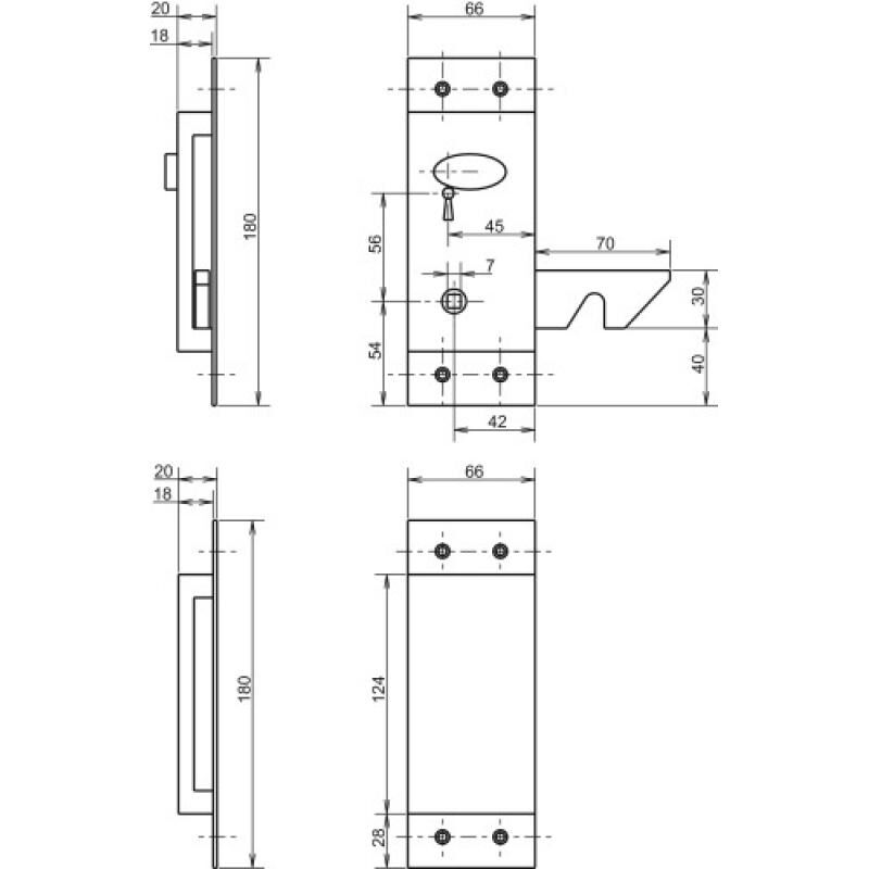 Serrure de porte coulissante en applique verticale à mentonnet Bec-de-cane à condamnation 395 main gauche - métalux