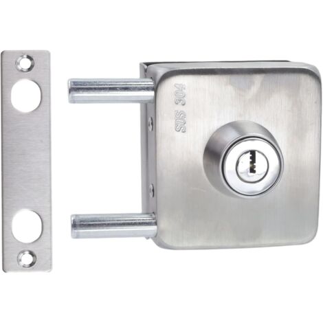 Serrure de porte coulissante en verre en acier inoxydable avec 3 clés. Serrure d'entrée commerciale pour porte en verre. Convient aux portes coulissantes en verre de 10 à 12 mm.