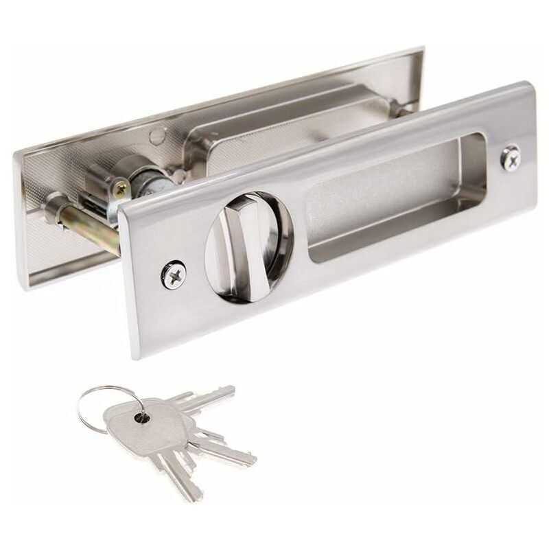 Tonchean Poignée de porte coulissante,Serrure de porte coulissante serrure à mortaiser poignée de serrure de porte de poche poignée encastrée