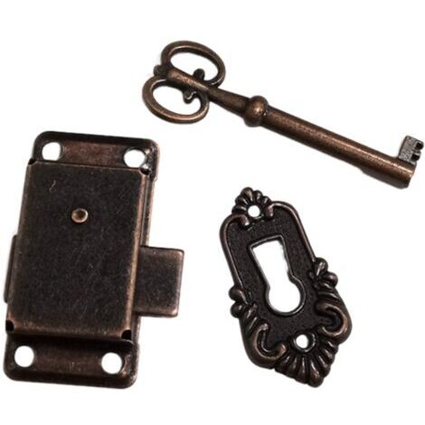 Serrure de porte d'armoire ancienne, ensemble de serrures anciennes - avec clés et vis - pour boîtes aux lettres, casiers et armoires