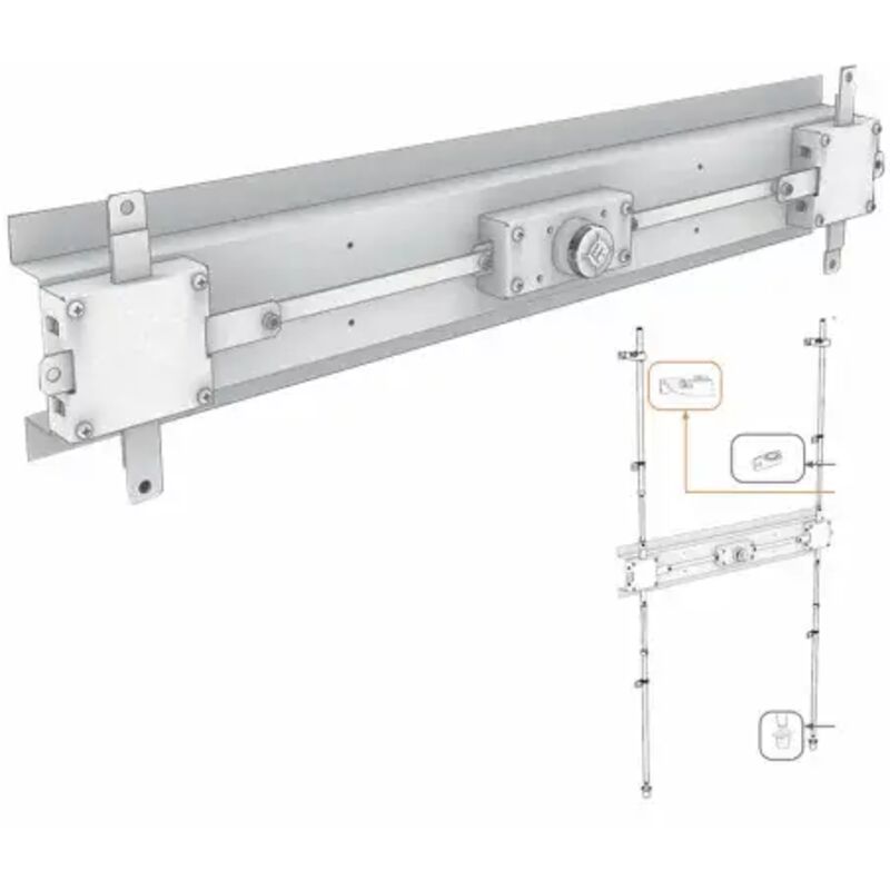 Serrure de porte de garage 4 points Argent 850 mm Galvanisé 154 mm 850 mm