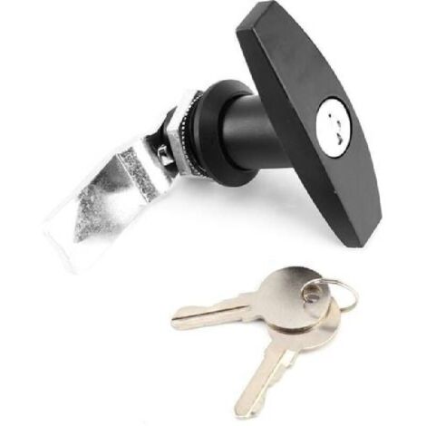 Serrure de porte de garage de boîte à outils de serrure de poignée en T de fixation arrière avec des clés pour l'auvent de caravane de remorque (noir)