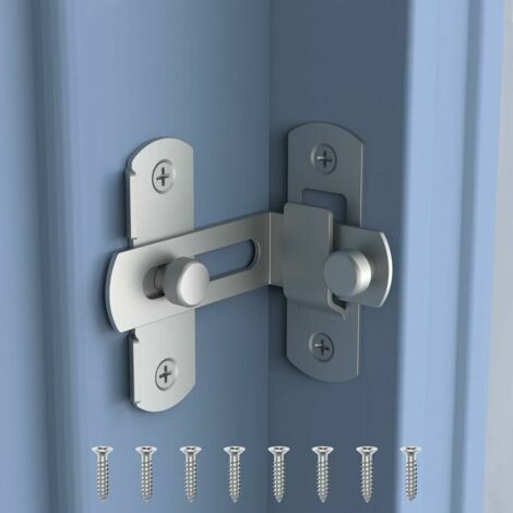 Serrure de porte de grange, serrure de porte rabattable et coulissante, loquet de porte d'angle en acier inoxydable à 90 degrés, argent, 70.255mm