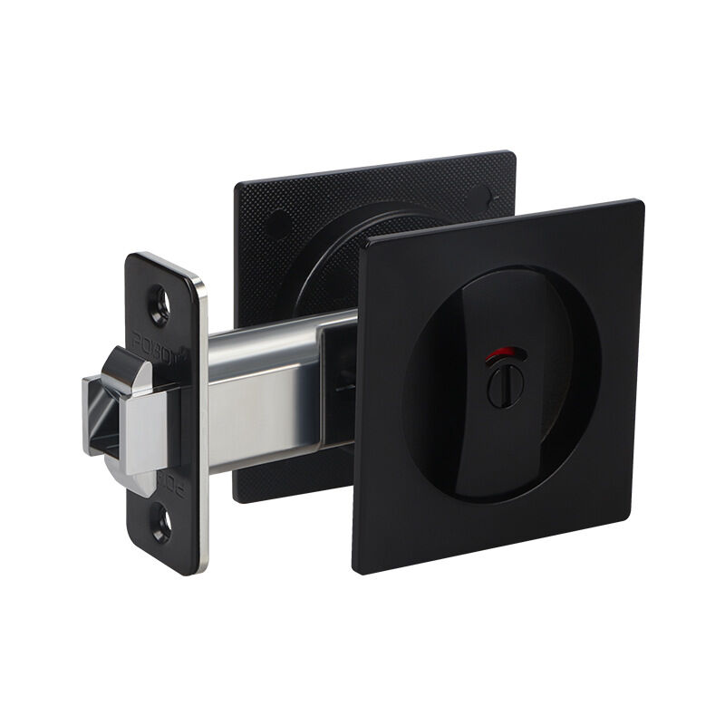 Serrure de porte de poche noire avec tirette de bord, indicateur rouge et vert, serrure de porte de poche pour lit/baignoire/den, montage encastré,