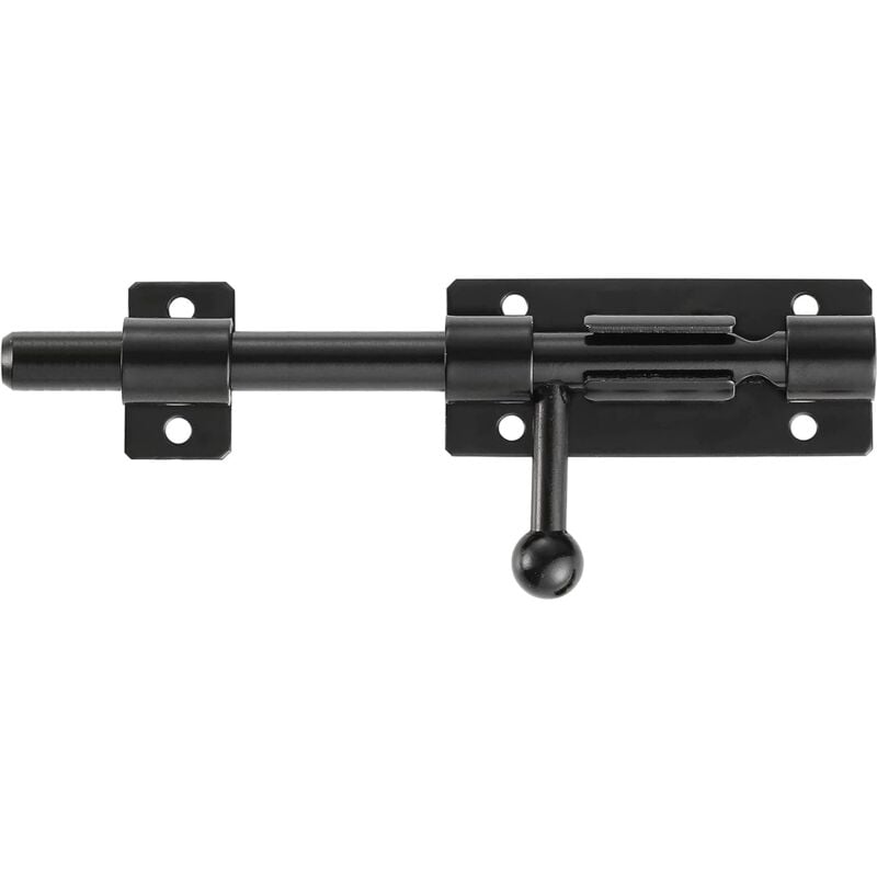 Serrure de porte de sécurité à pêne coulissant robuste avec trou pour cadenas, acier inoxydable 304 noir mat, longueur 6 pouces 160 mm, diamètre 14