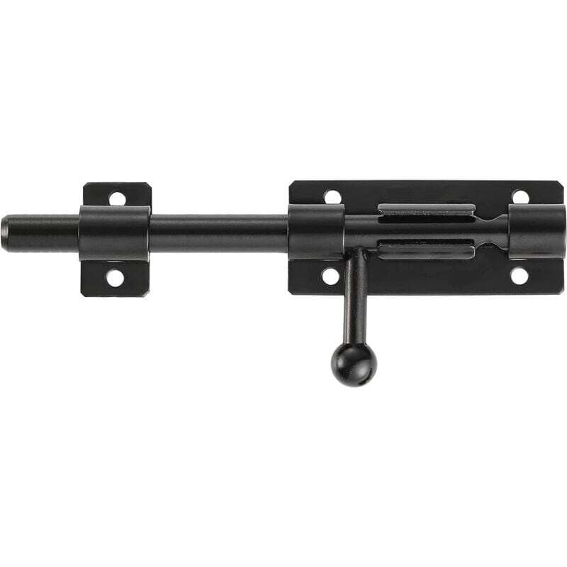 Lauwexe – Serrure de porte de sécurité à pêne coulissant – Acier inoxydable 201 noir mat – Longueur 200 mm – Trou pour cadenas 5 mm