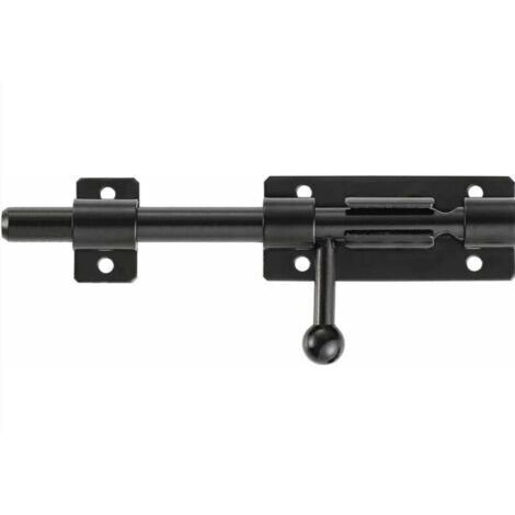 Serrure de porte de sécurité à pêne coulissant robuste avec trou pour cadenas, acier inoxydable 304 noir mat, longueur 8 pouces (200mm)