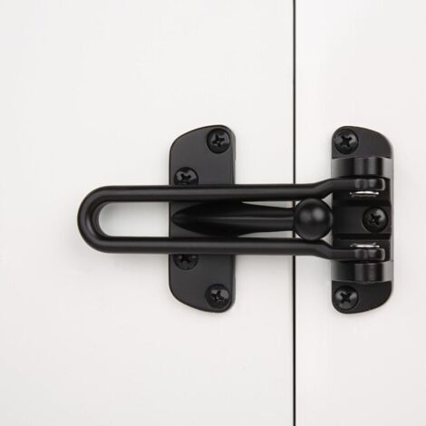 Serrure de porte de sécurité pour la maison, barre pivotante, loquet de protection antivol pour porte avant et intérieure (Noir)