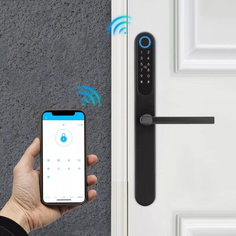 Serrure de porte d'empreinte digitale mince, serrure de porte intelligente avec poignée, serrure de porte numérique, serrure antivol intelligente