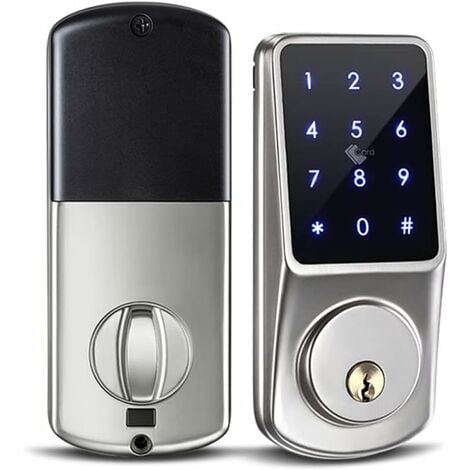 Serrure de porte électronique Tuya APP serrure de porte d'entrée sans clé avec application numérique carte IC clé mécanique maison serrure à mortaise,argent