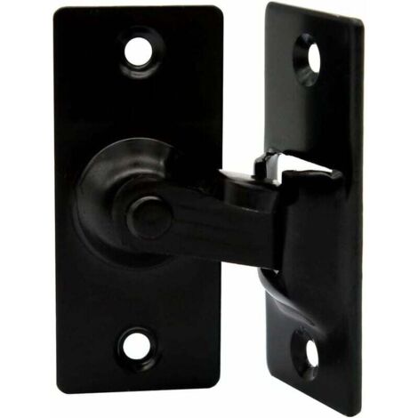 Serrure de porte en acier inoxydable à angle droit à 90 degrés, utilisée pour les clôtures en bois, les portes et fenêtres, les portes coulissantes (black)