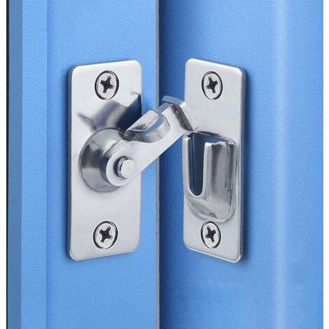Serrure de porte en acier inoxydable à angle droit à 90 degrés, utilisée pour les clôtures en bois, les portes et fenêtres, les portes coulissantes (silver 2)